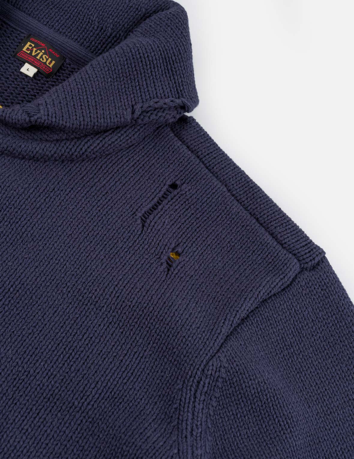 Seagull & Evisu Logo Distressed Cowichan Cardigan Jacket