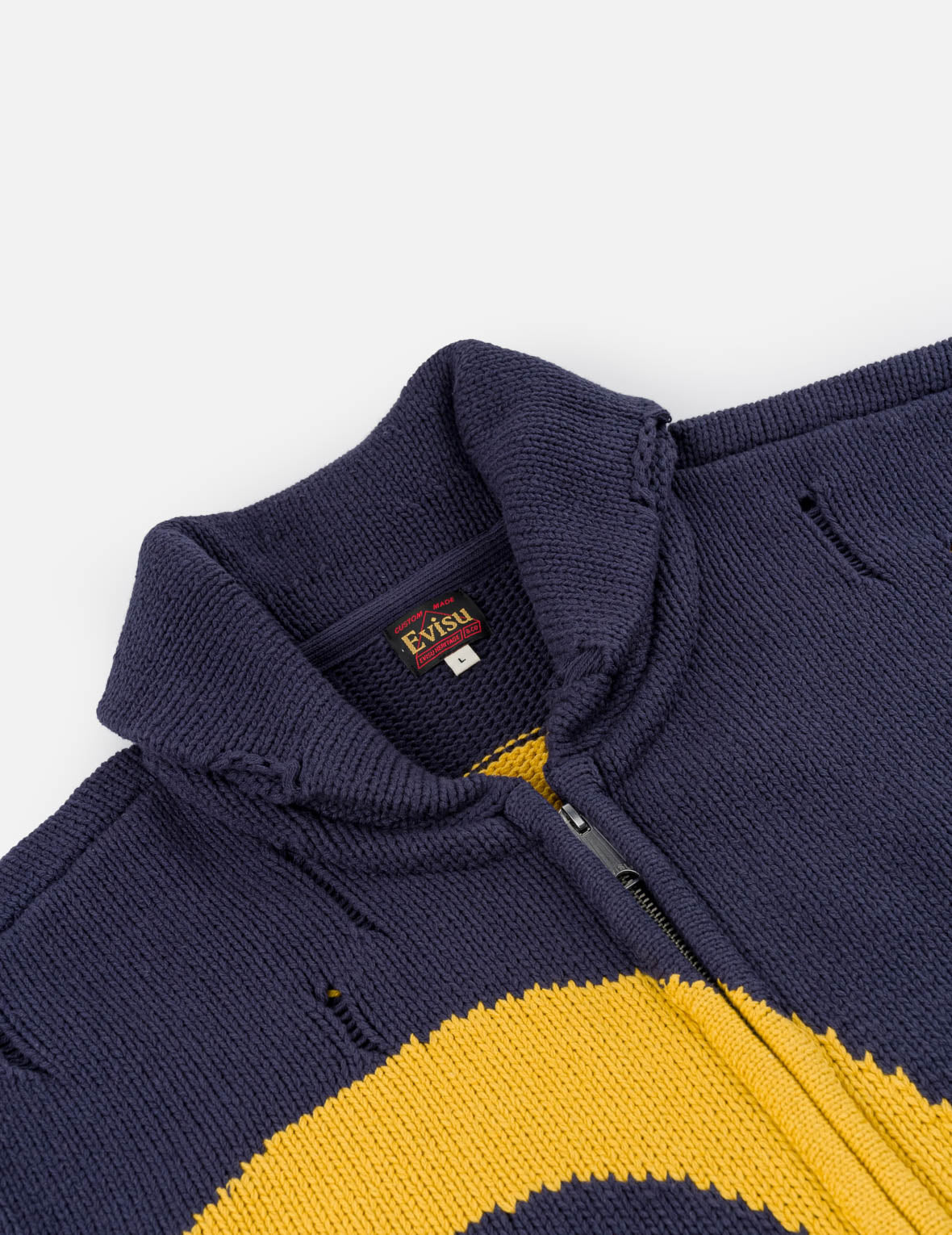 Seagull & Evisu Logo Distressed Cowichan Cardigan Jacket
