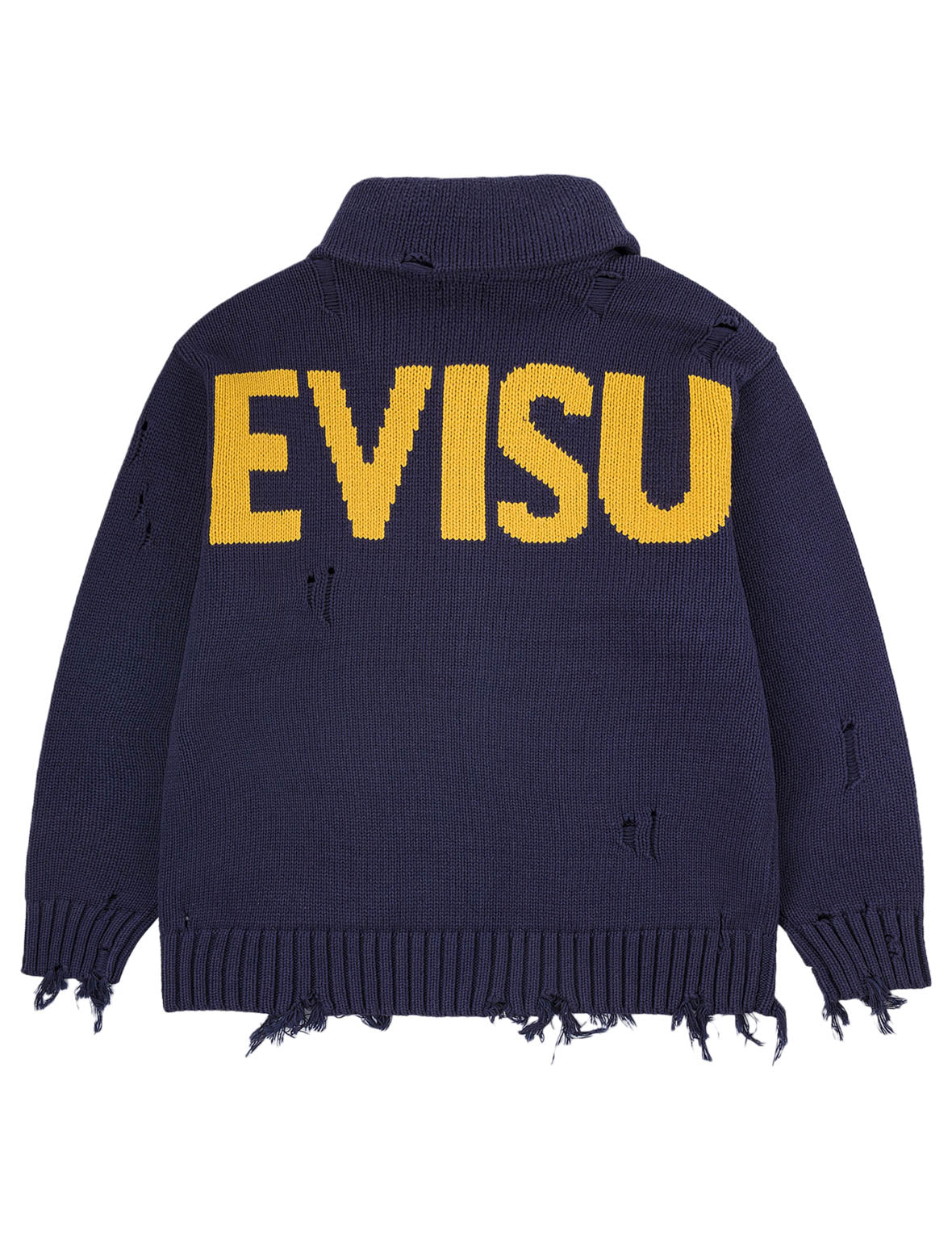 Seagull & Evisu Logo Distressed Cowichan Cardigan Jacket
