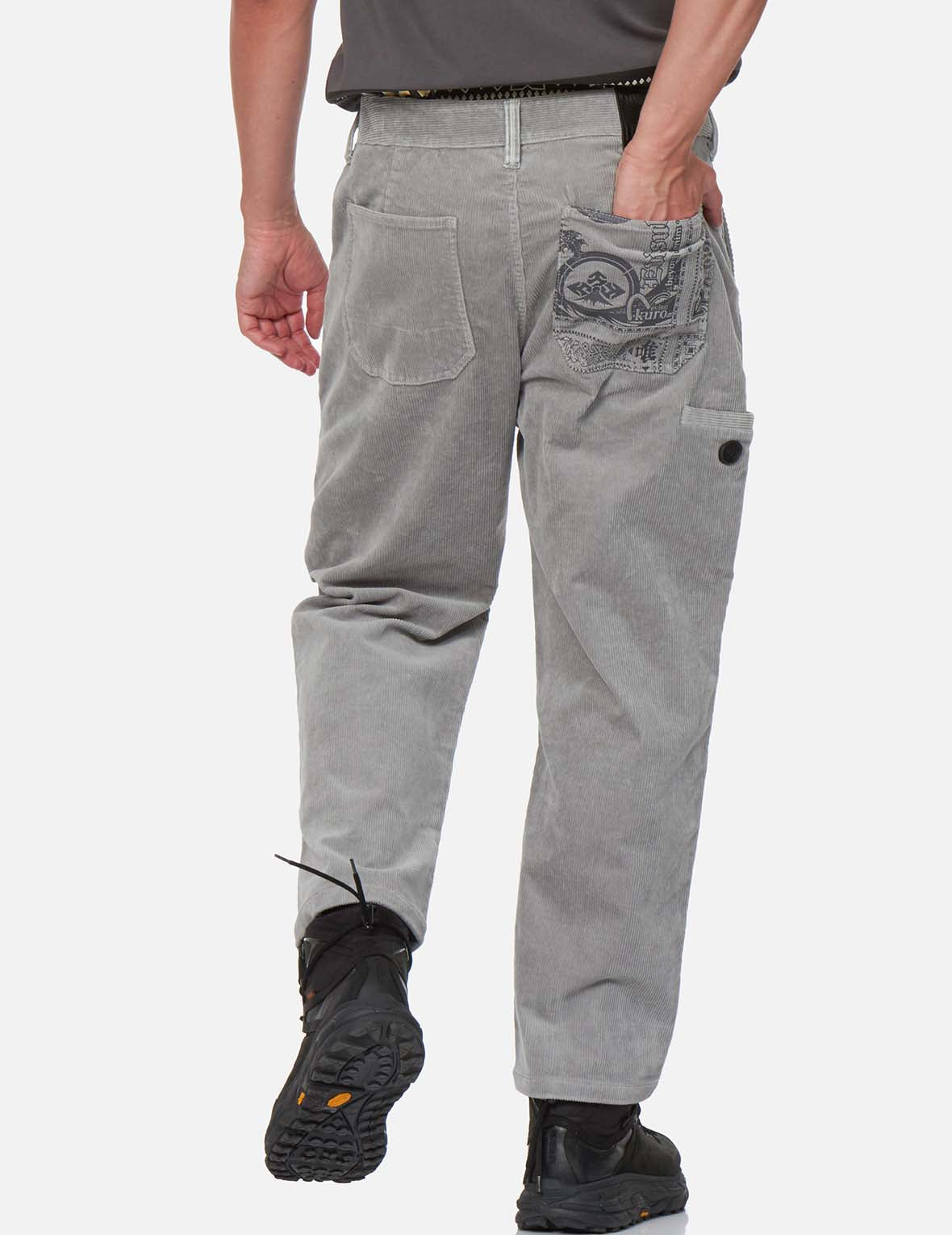 Paisley Print Pocket Corduroy Worker Pants