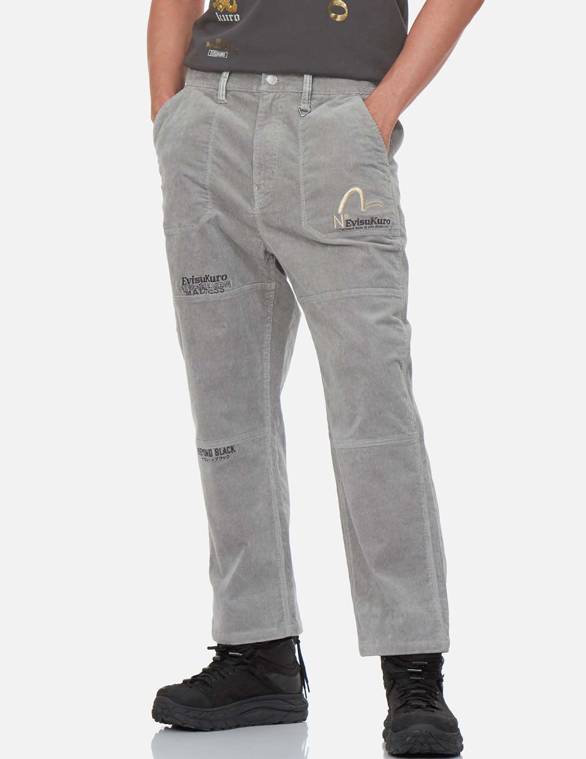 Paisley Print Pocket Corduroy Worker Pants