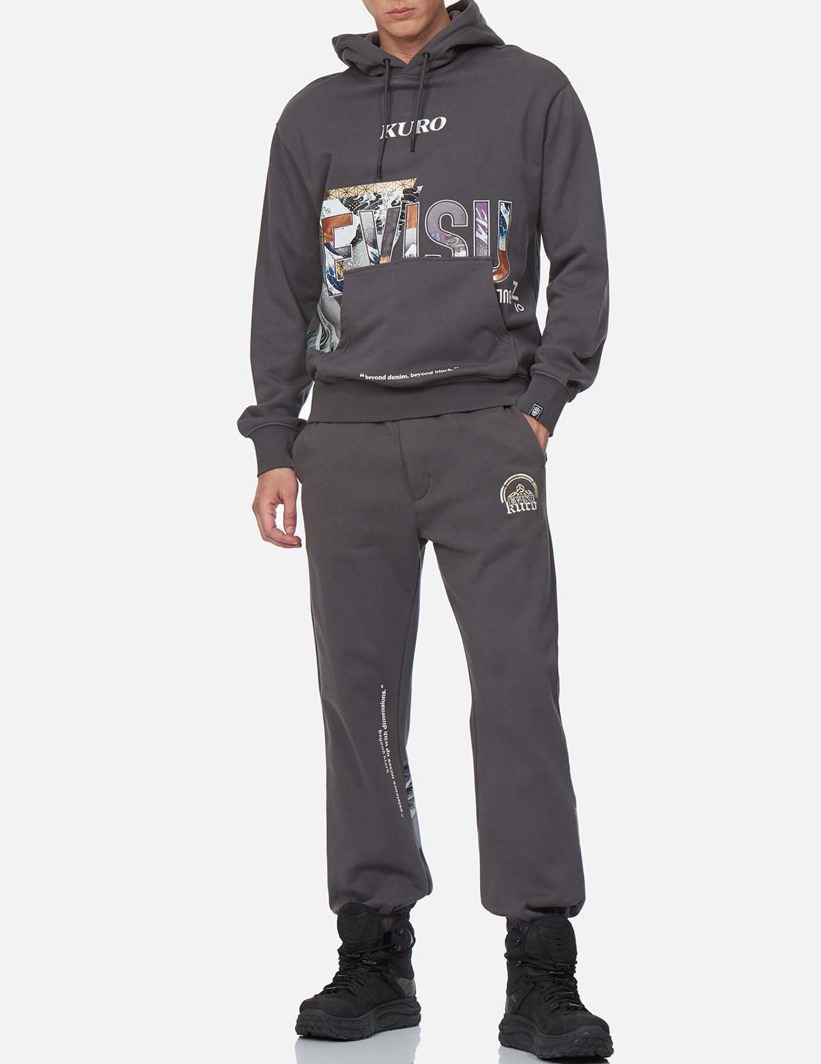 Ukiyo-E and Sashiko Geometric Print Sweatpants