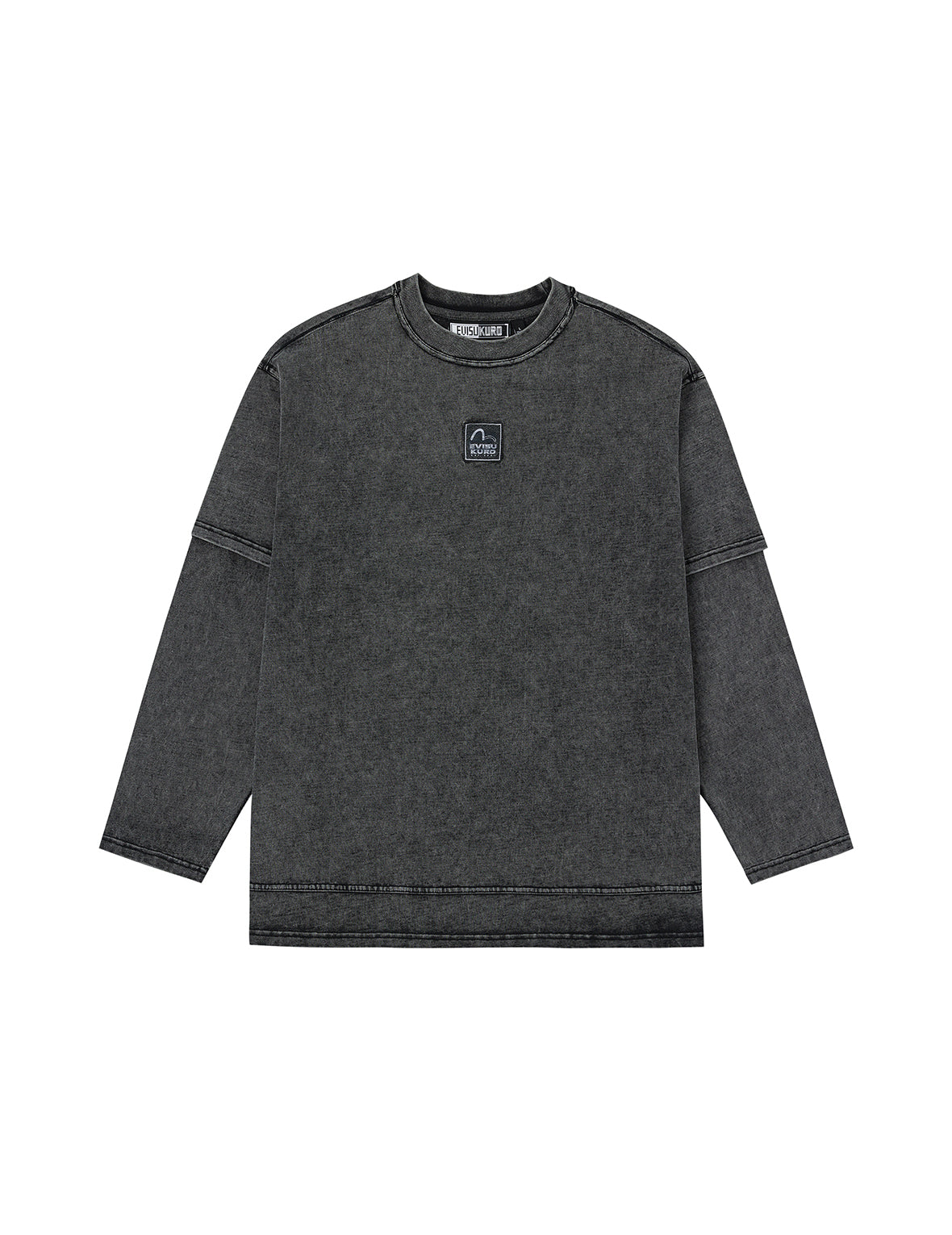 EVISUKURO Label and Seagull Print Oversized  2-in-1 long-sleeve T-shirt