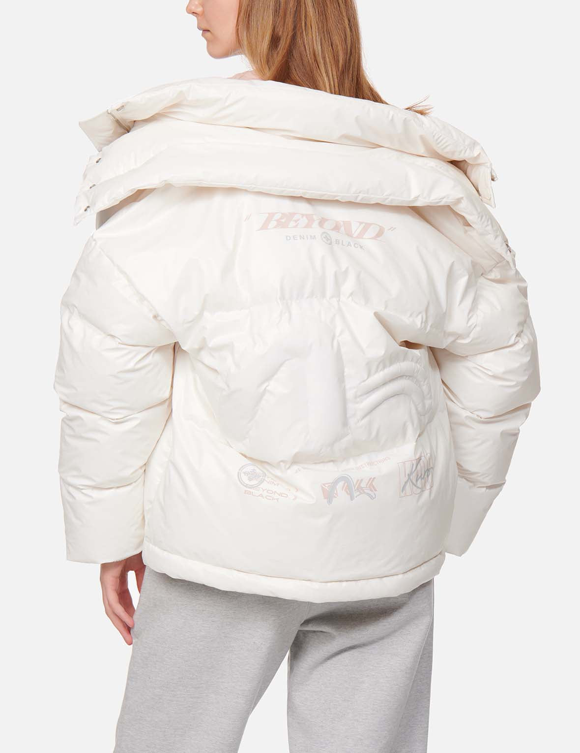 Double Collar Down Jacket with Quilted Seagull