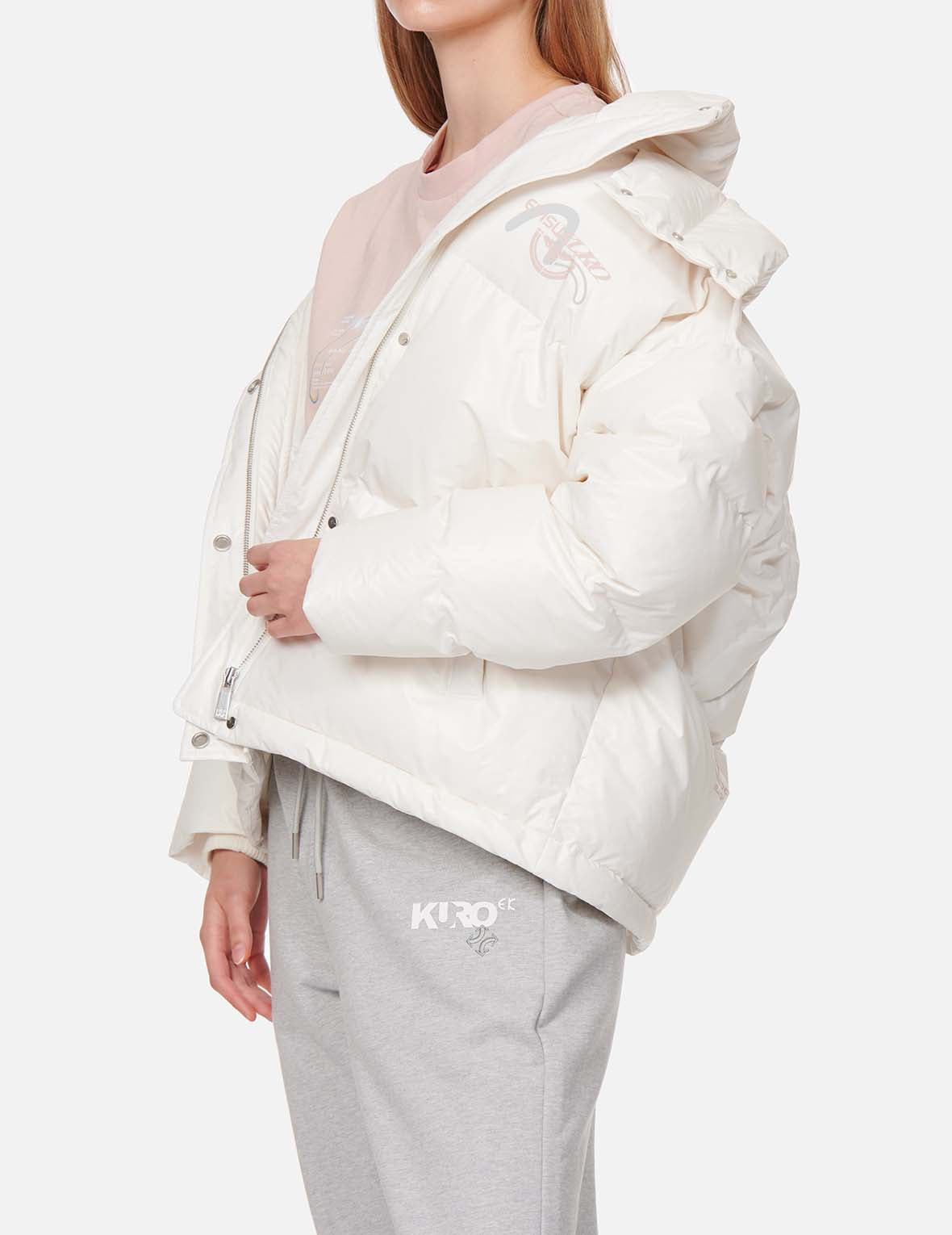 Double Collar Down Jacket with Quilted Seagull