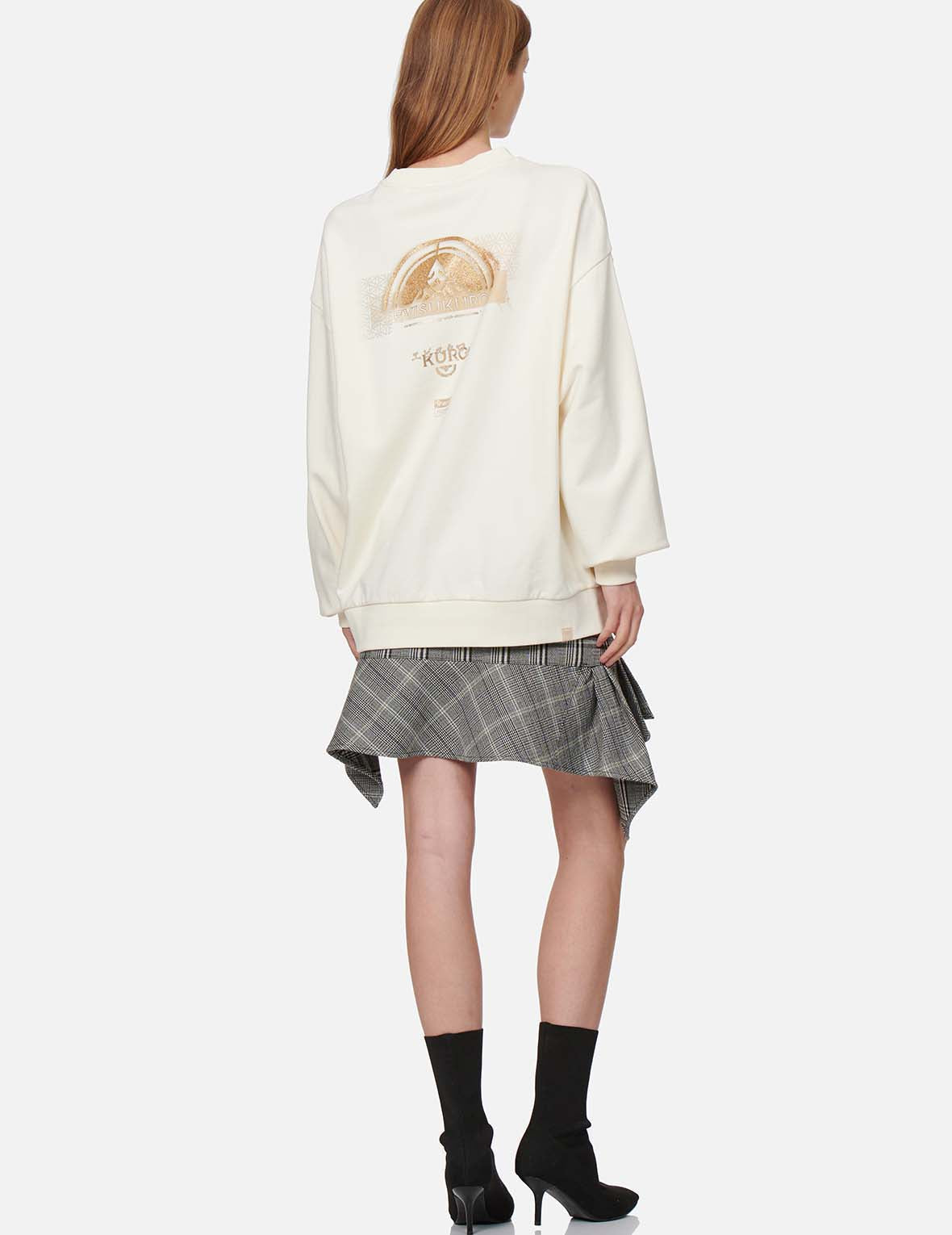 Kamon Glitter Print Oversize Sweatshirt