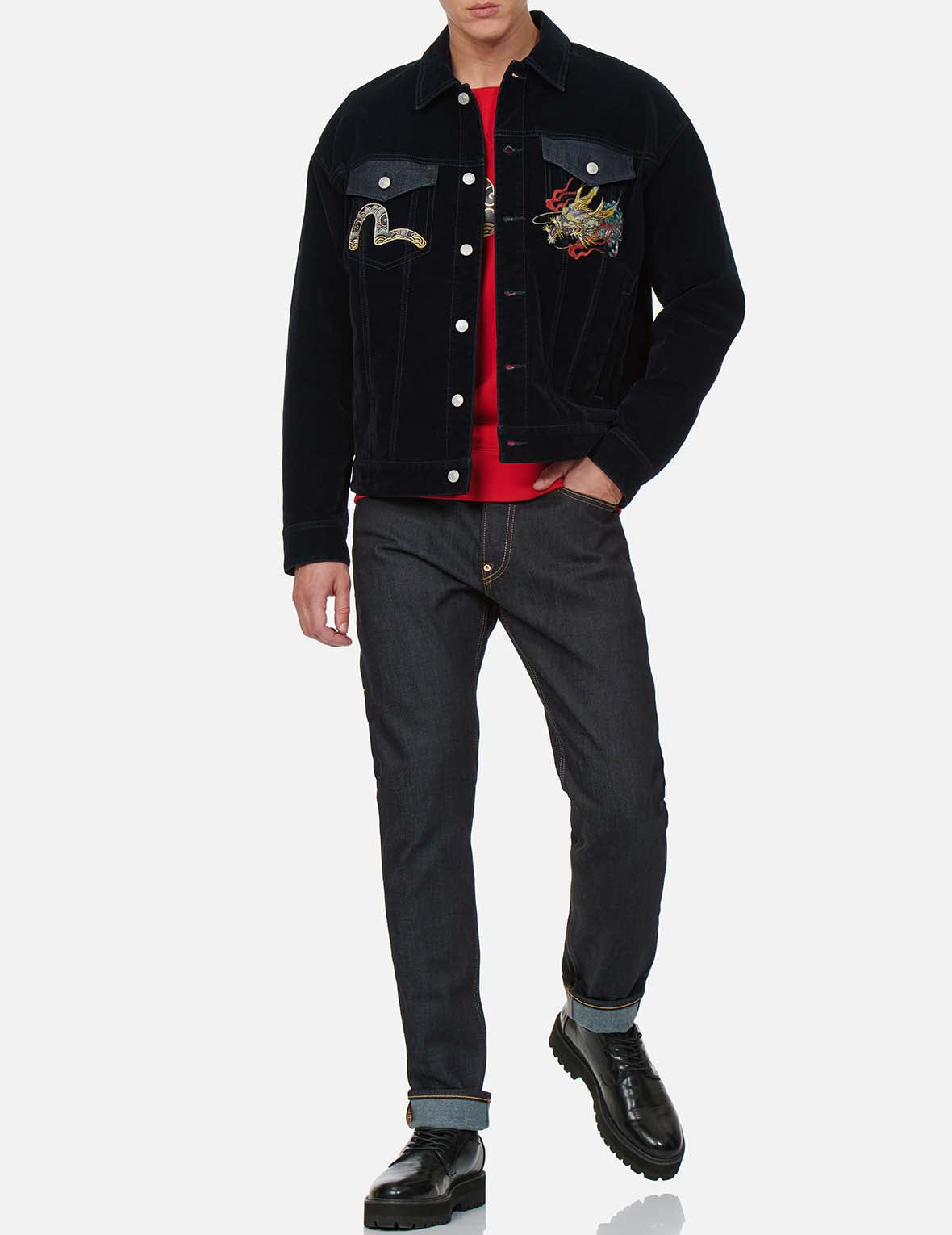 Denim Daicock Insert Velvet Jacket