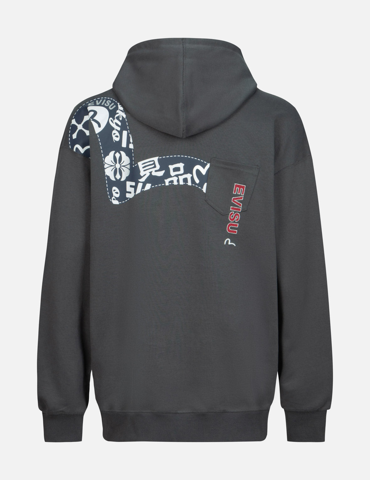 Seagull Print and Logo Embroidery Loose Fit Hoodie