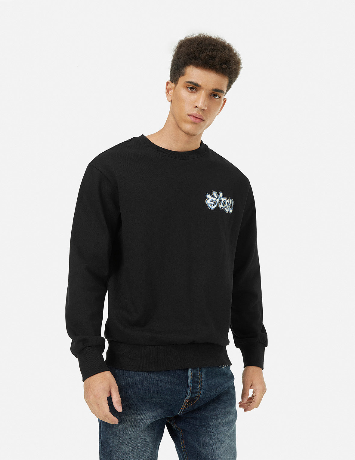 Logo and Ninja Daruma Daicock Print Relax Fit Sweatshirt