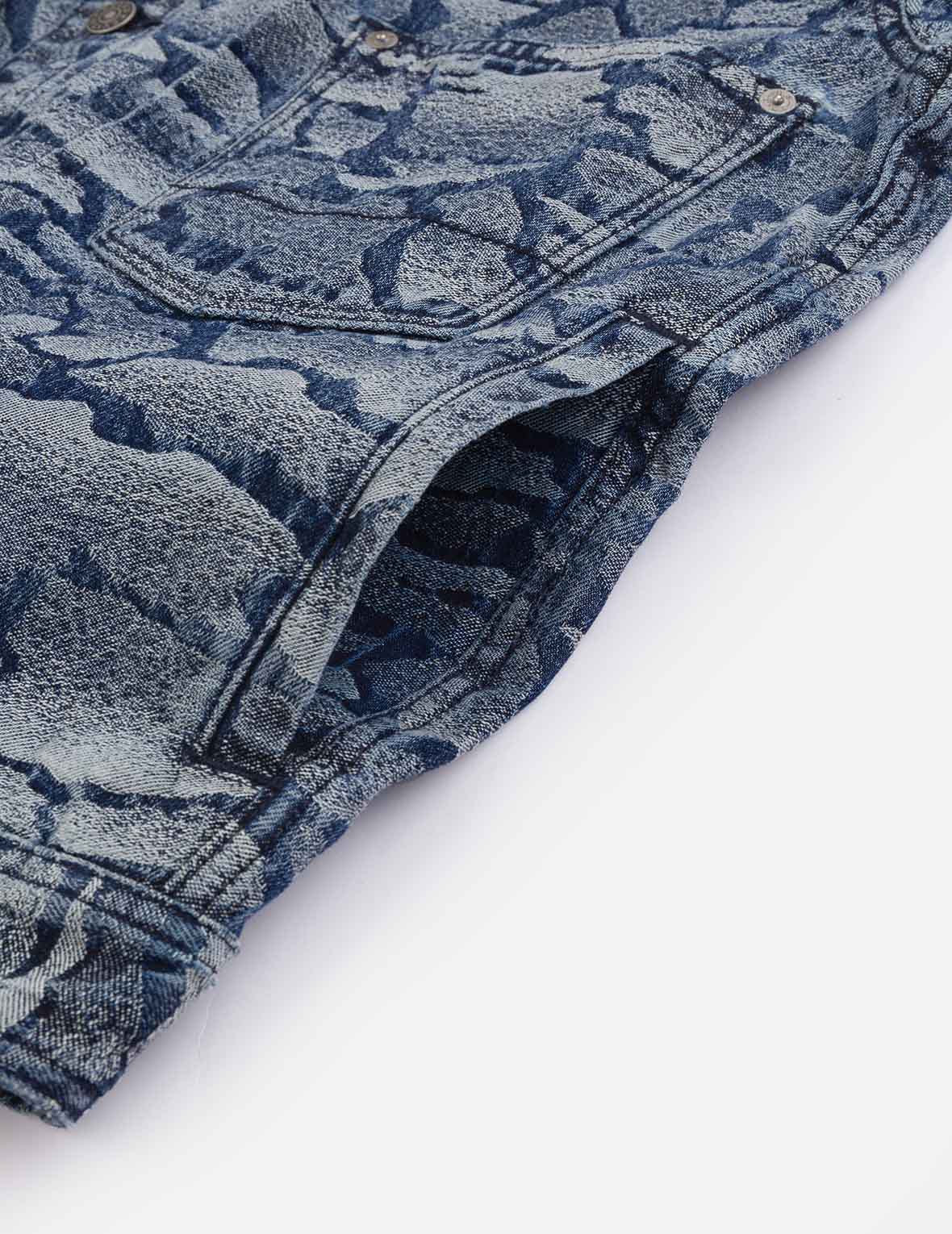 Allover Ishigaki Camouflage Jacquard Regular Fit Denim Jacket