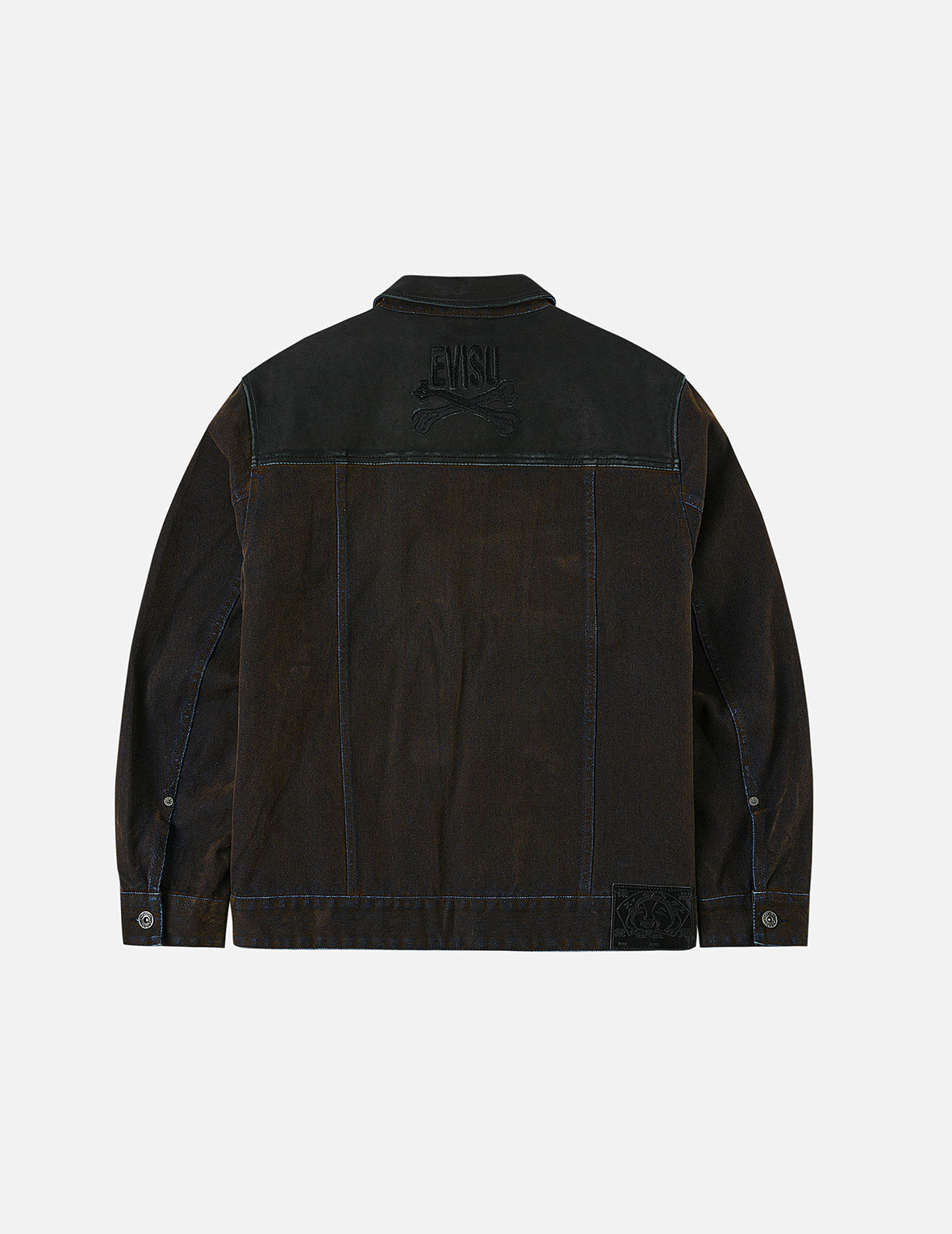 Skull and Logo Embroidery Fashion Fit Heavy Washed Denim Jacket