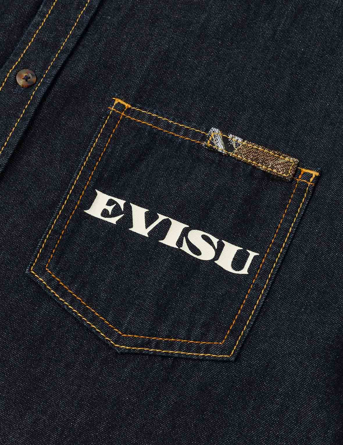 多口袋和织锦海鸥刺绣常规版型牛仔衬衣