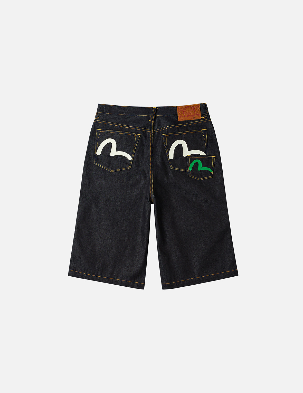 Seagull Print and Multi-Pocket Fashion Fit Denim Shorts