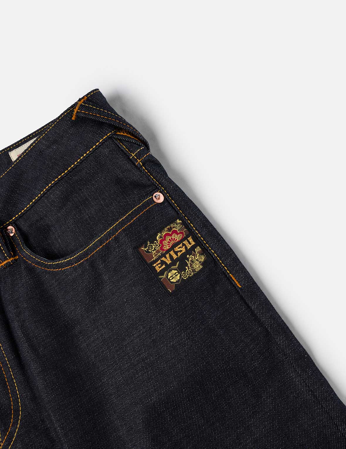 Handbrush Daicock Print with Wave Embroidery  Relax Fit Jeans