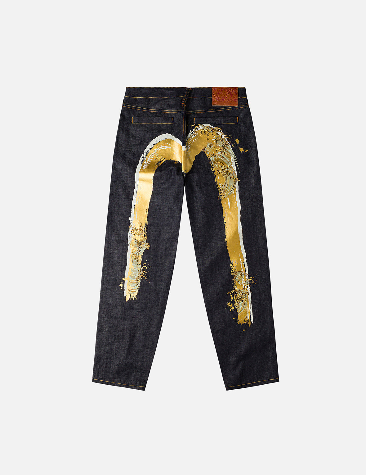 Handbrush Daicock Print with Wave Embroidery  Relax Fit Jeans