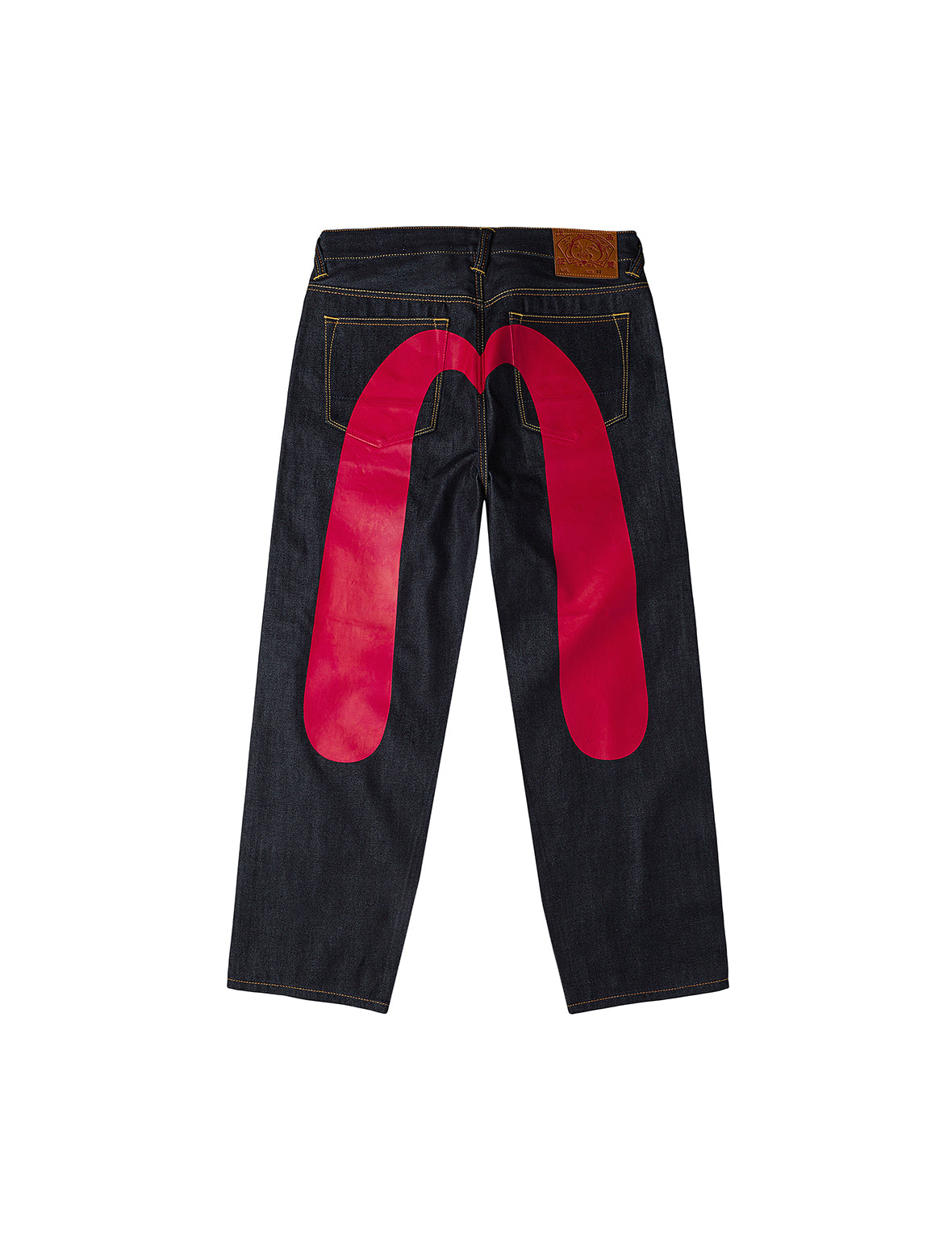 Red Daicock Print Loose Fit Jeans #2038