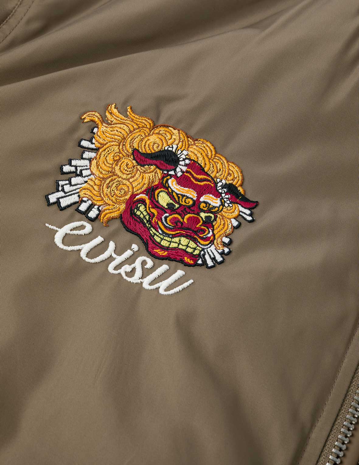Logo and Godhead Lion Dance Embroidery Relax Fit Bomber Jacket