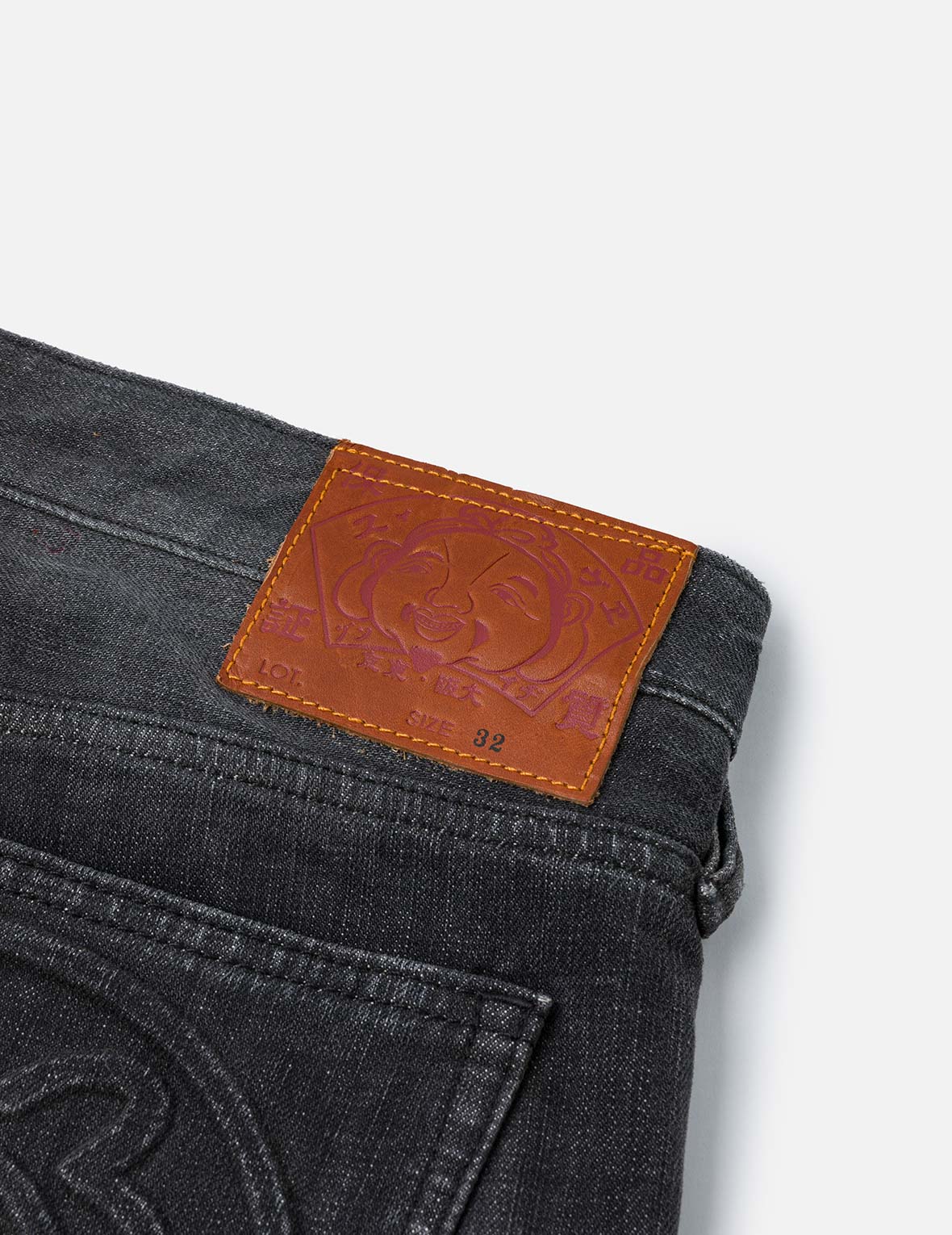 Emboss Seagull and Logo Regular Fit Denim Jogger