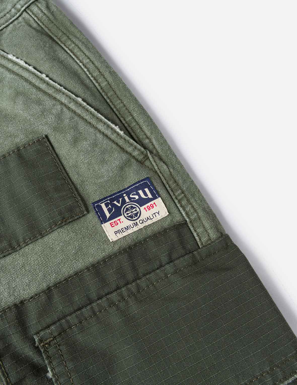 Dual Seagull Print Loose Fit Washed Woven Cargo Joggers