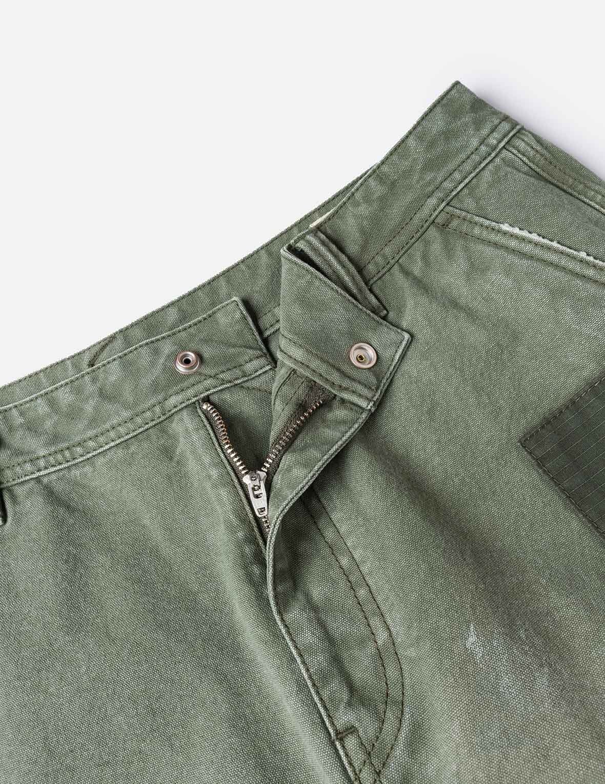 Dual Seagull Print Loose Fit Washed Woven Cargo Joggers