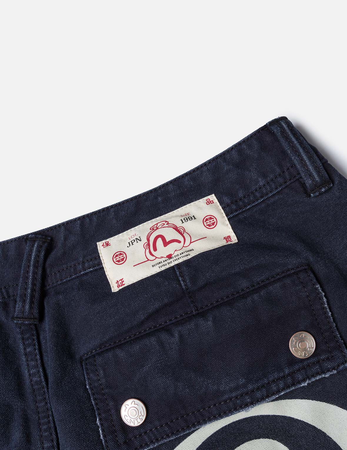 Dual Seagull Print Loose Fit Washed Woven Cargo Joggers