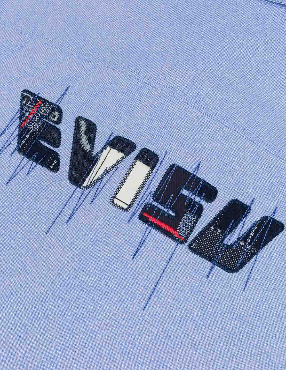 Logo Sashiko and Seagull Print Relax Fit Long-sleeve Shirt