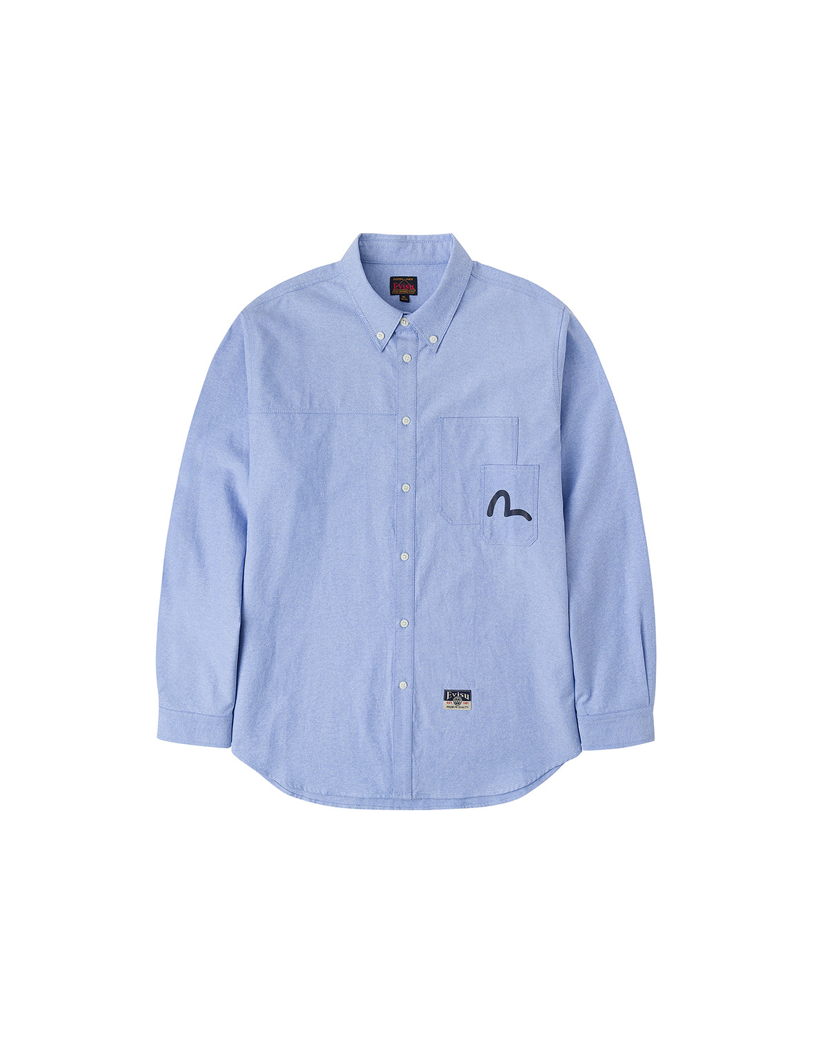 Logo Sashiko and Seagull Print Relax Fit Long-sleeve Shirt