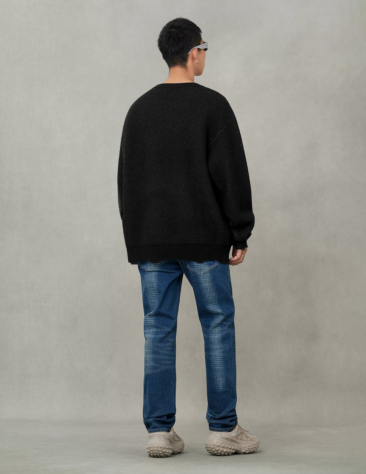 Seagull and Logo Intarsia Relax Fit Knitted Sweater