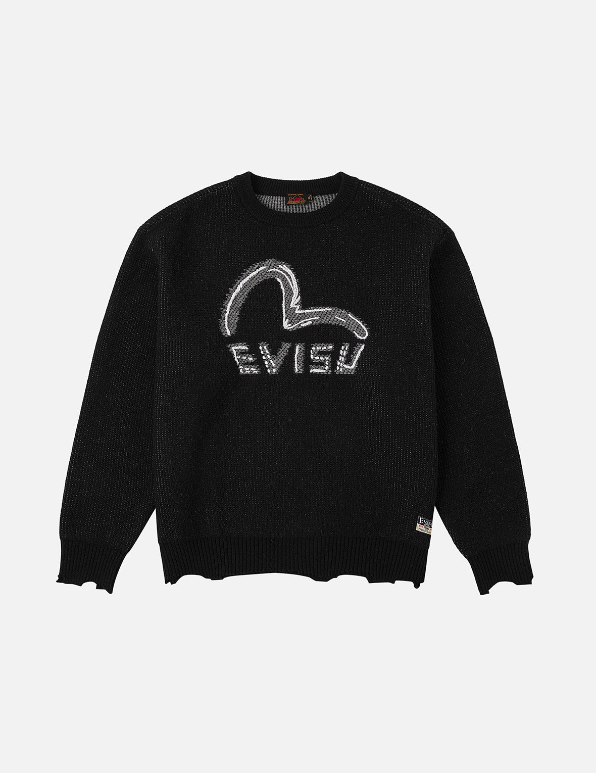 Seagull and Logo Intarsia Relax Fit Knitted Sweater