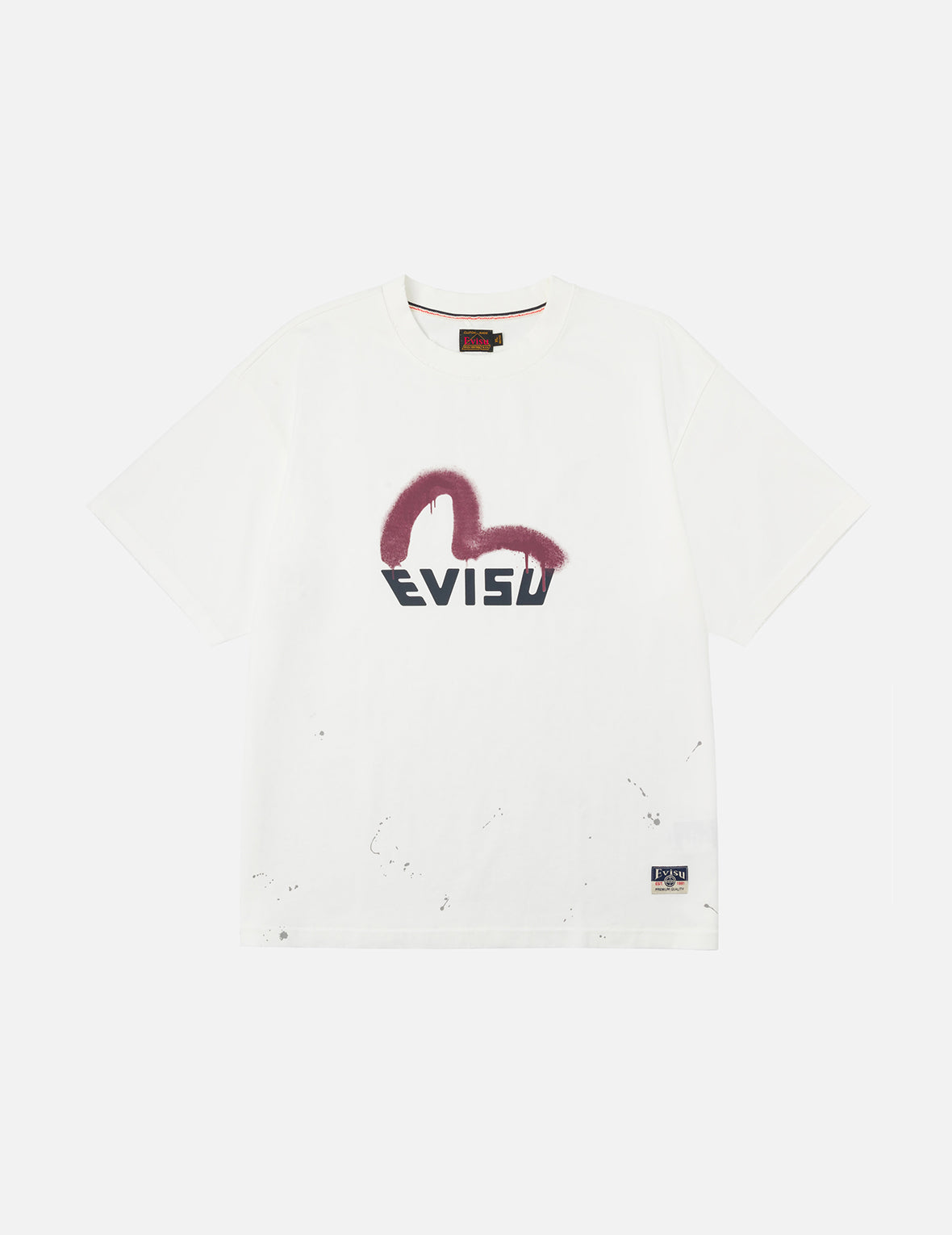 Graffiti-Style Seagull and Logo Print Relax Fit T-Shirt