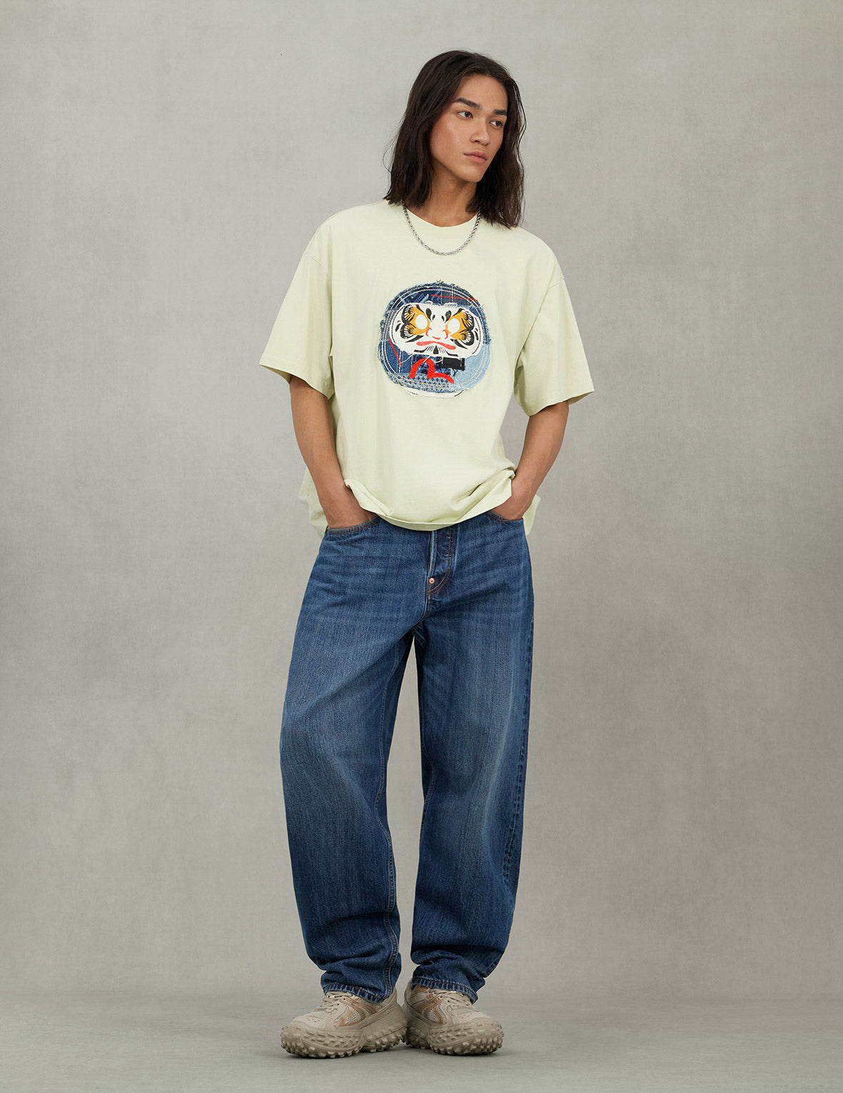 Sashiko Daruma and Seagull Relax Fit T-Shirt