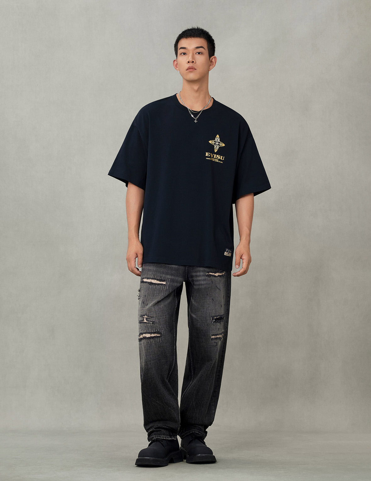 Crane Flying Wings with Daicock Print Loose Fit T-Shirt