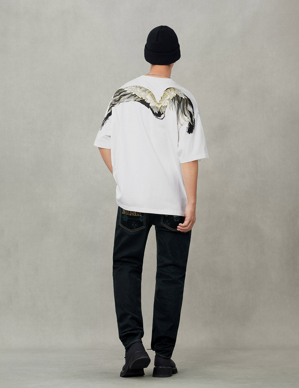 Crane Flying Wings with Daicock Print Loose Fit T-Shirt