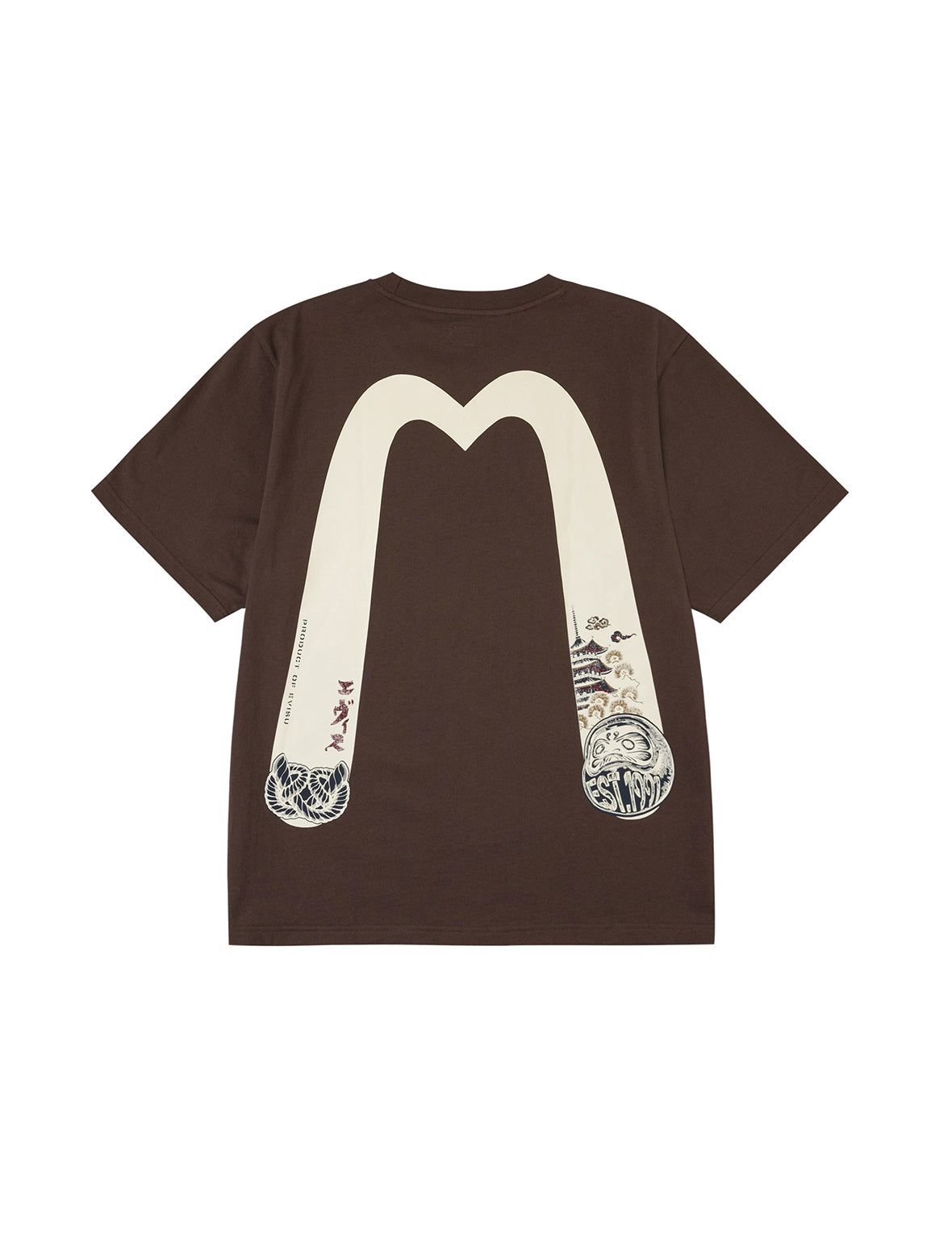 Wheel of Wisdom and  Daruma Daicock Print Regular Fit T-Shirt