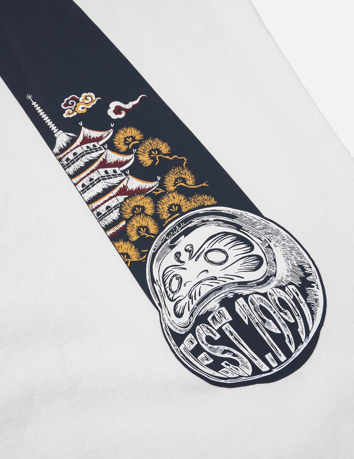 Wheel of Wisdom and  Daruma Daicock Print Regular Fit T-Shirt