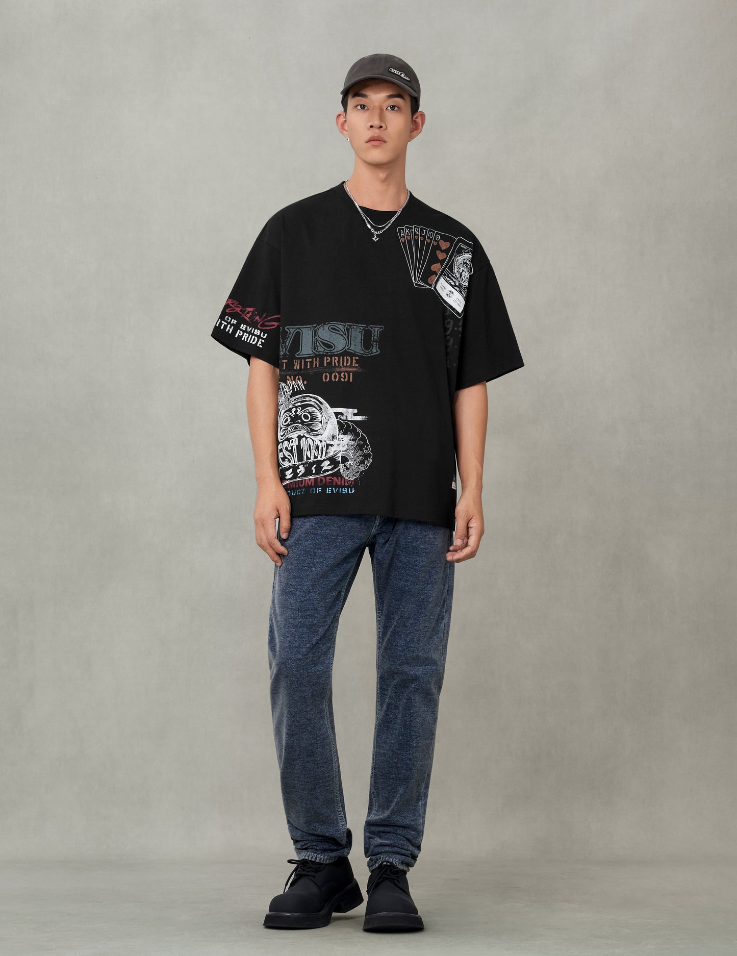 Allover Hand-Drawing Multi Logo Print Regular Fit T-Shirt