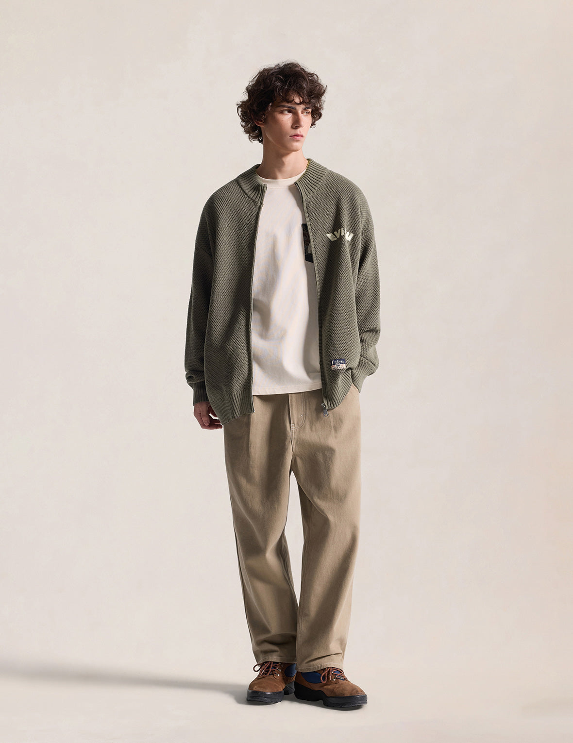 Seagull & Evisu Logo Knit Zip Cardigan
