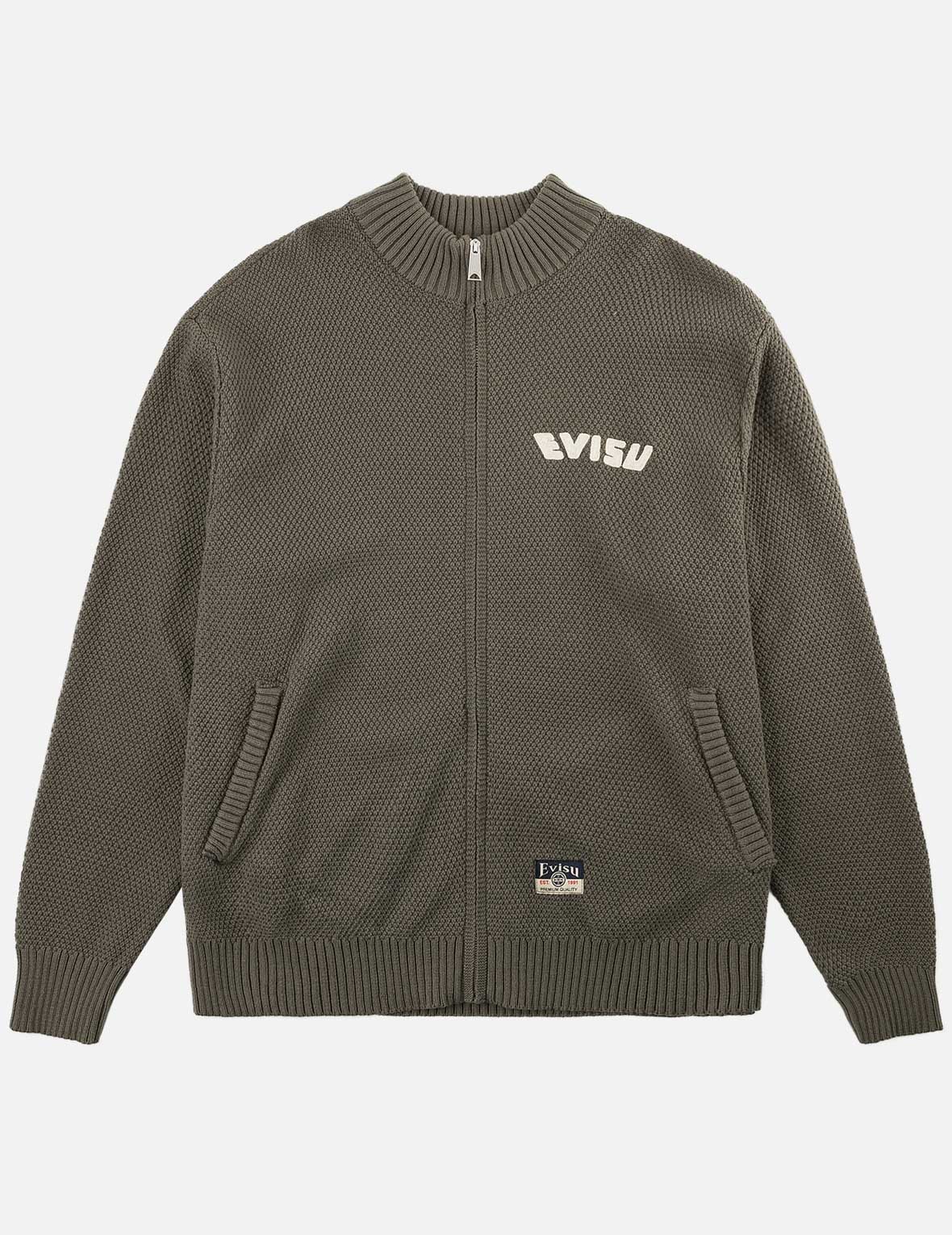 Seagull & Evisu Logo Knit Zip Cardigan