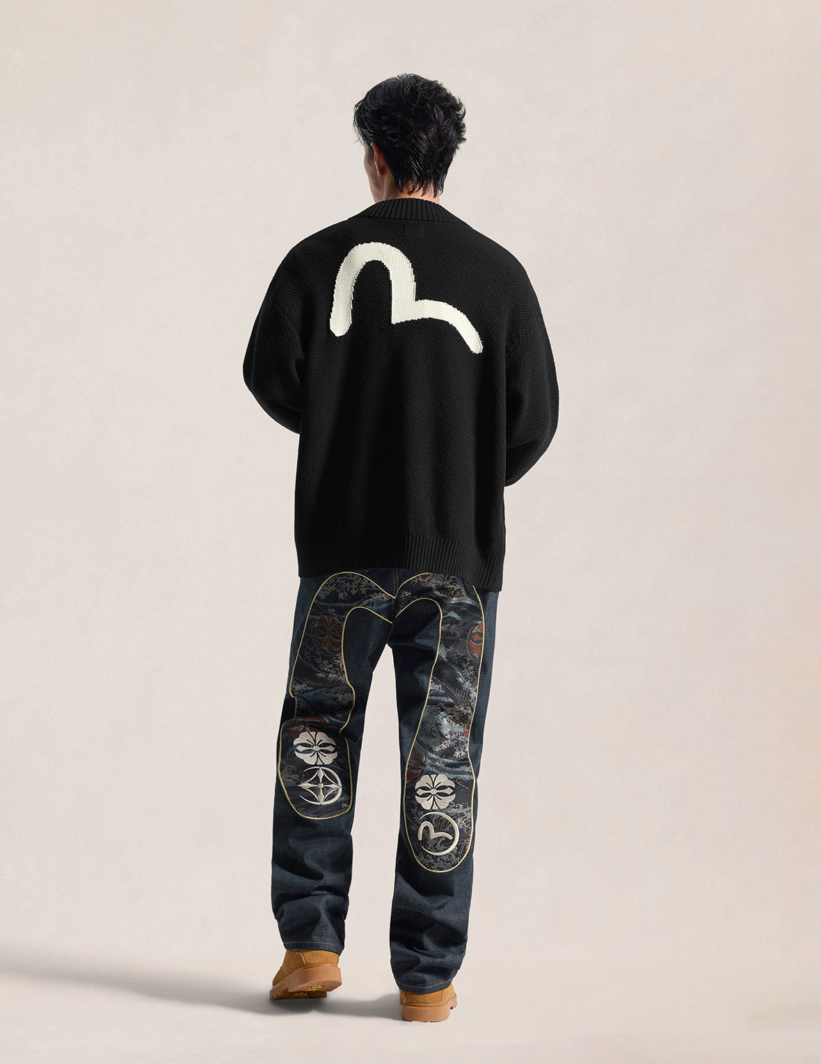 Seagull & Evisu Logo Knit Zip Cardigan