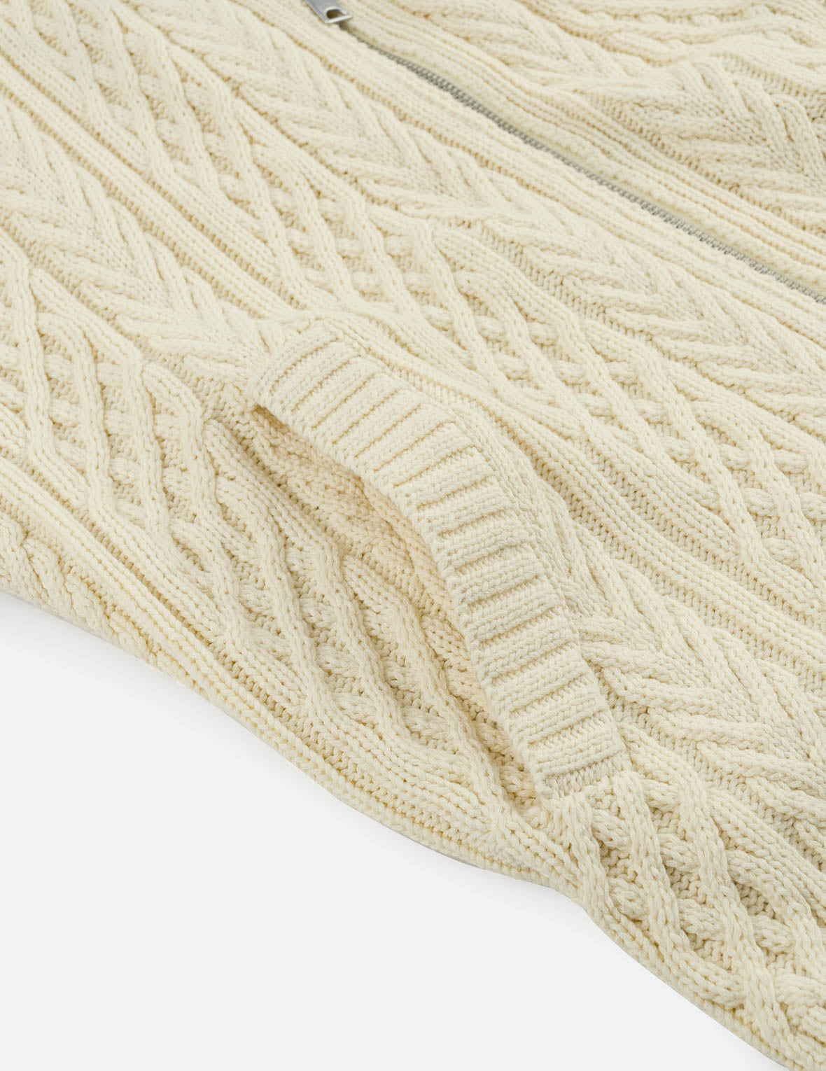 Evisu Logo Cable Knit Zip Hoodie Cardigan