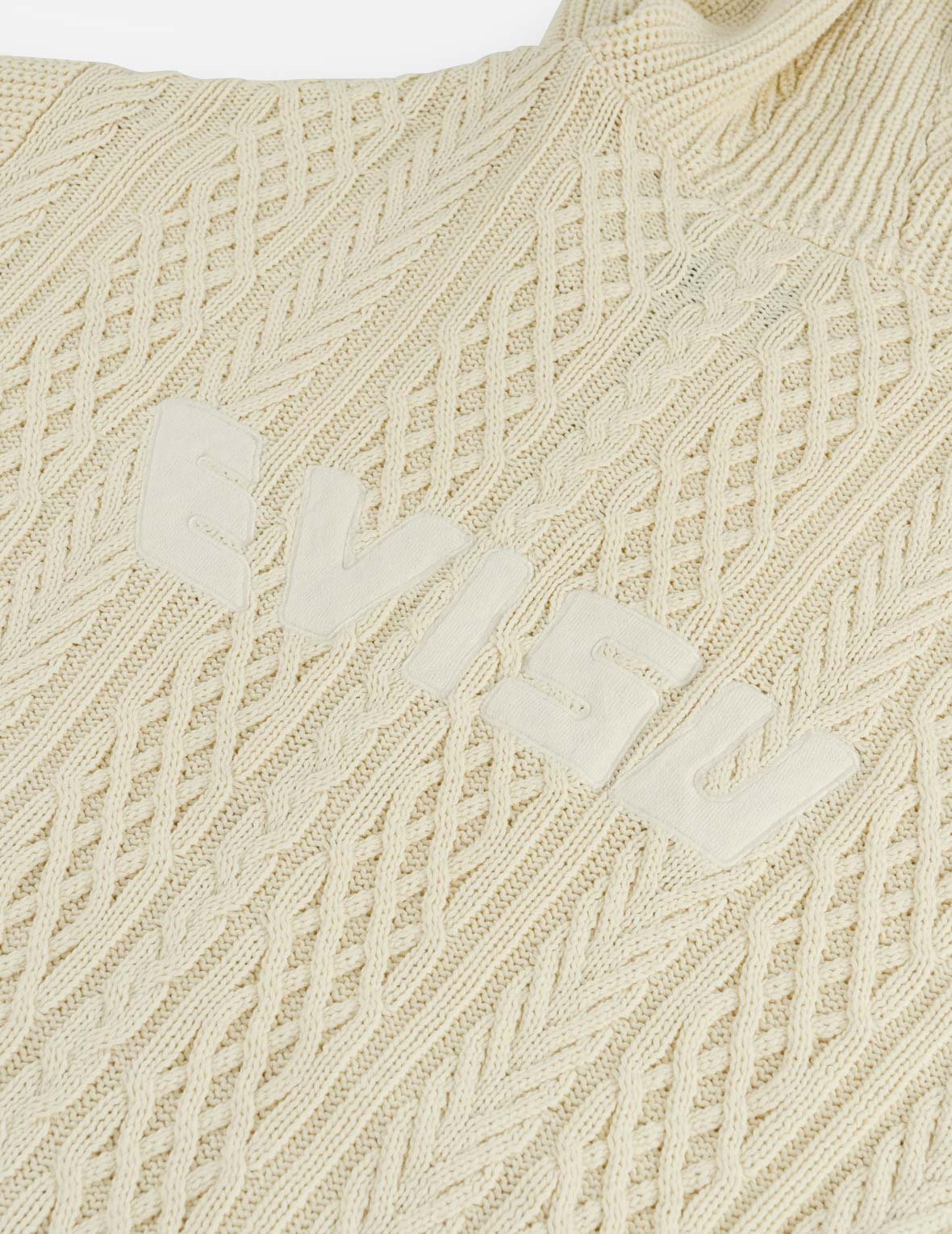 Evisu Logo Cable Knit Zip Hoodie Cardigan