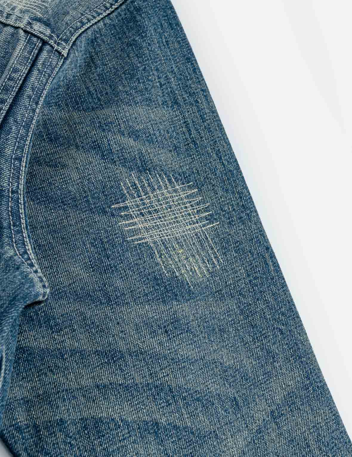 褴褛刺绣丹宁和服外套