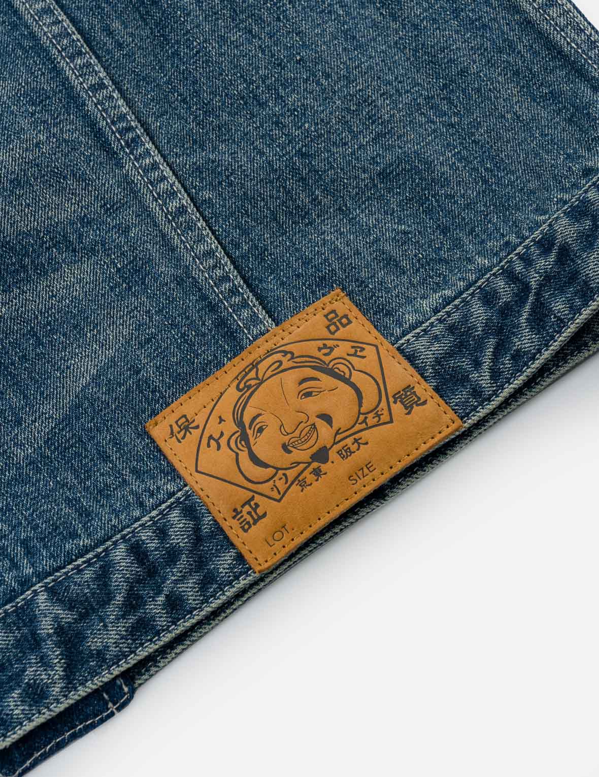 褴褛刺绣丹宁和服外套