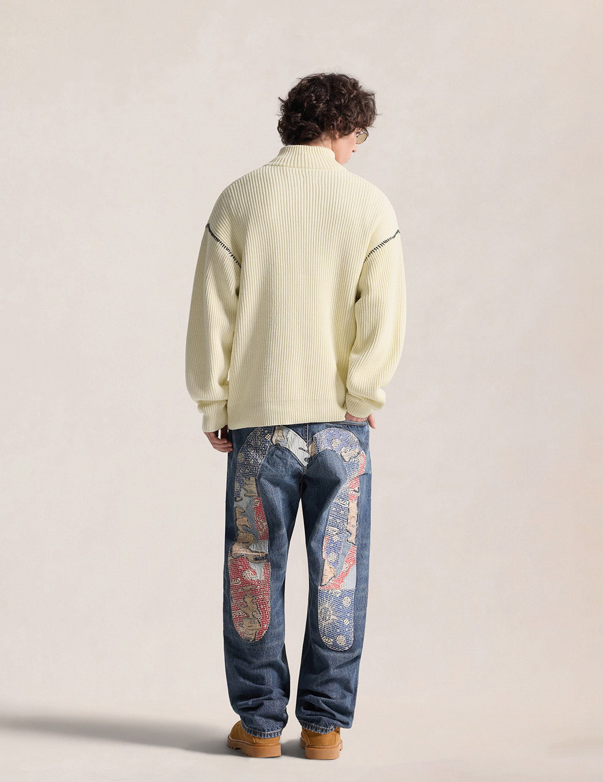 Seagull Embroidered Half-Zip Knit Pullover