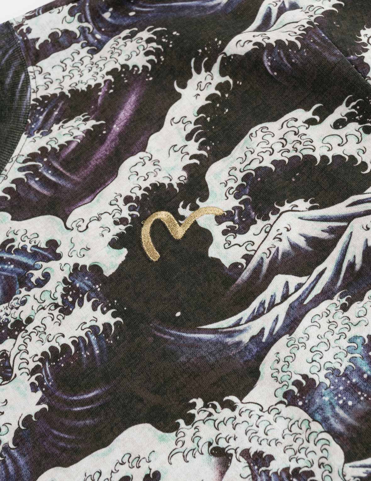 满版海浪刺绣海鸥T恤