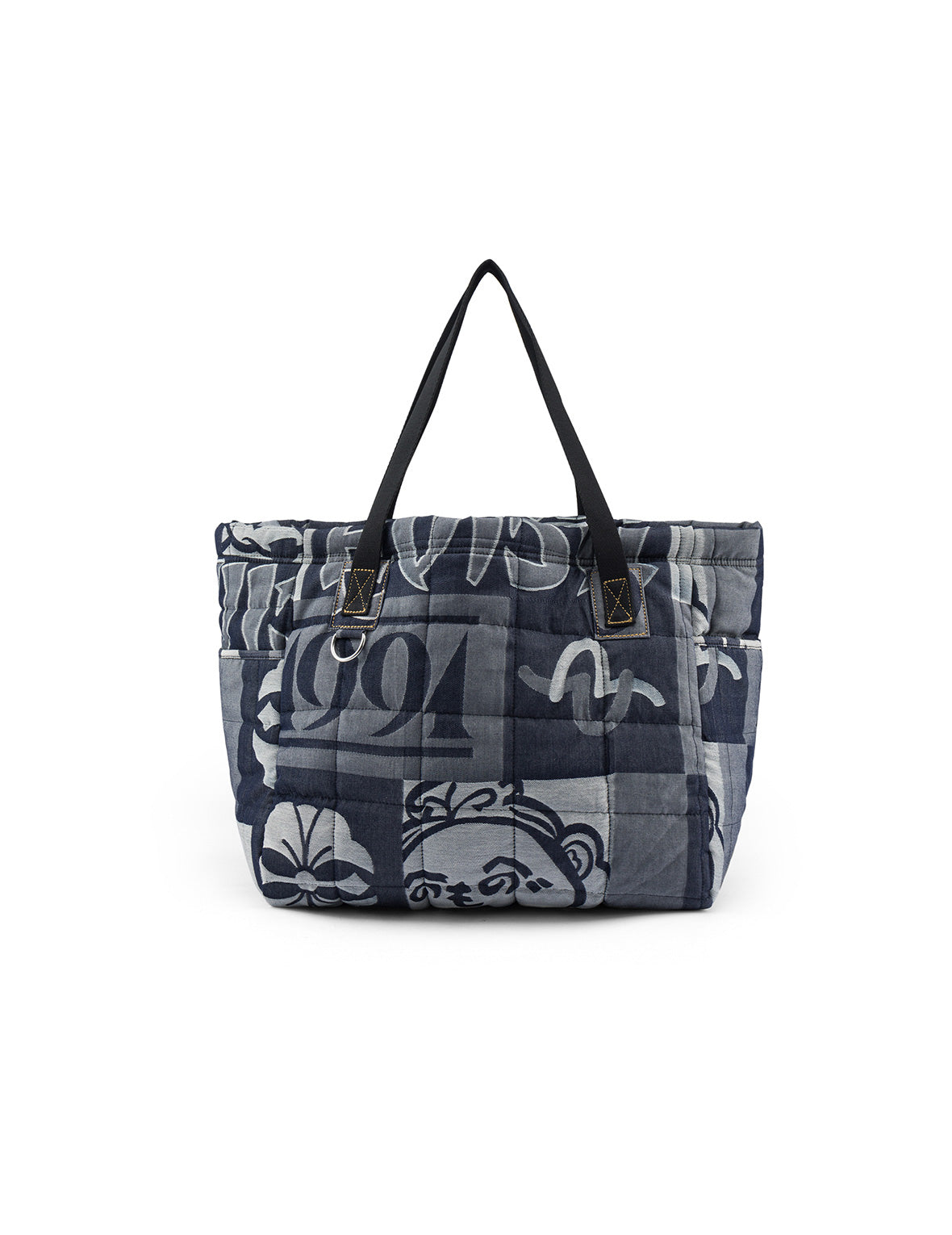 Allover Logo Jacquard Print Denim Tote Bag