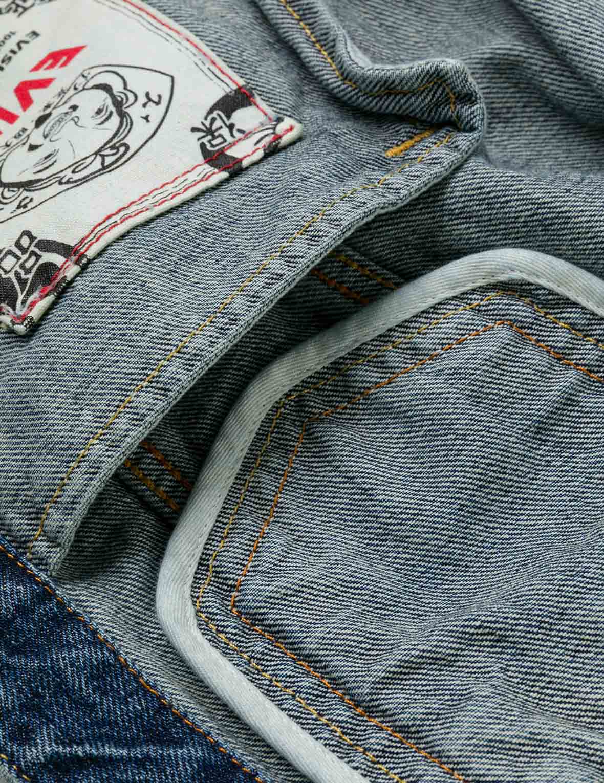 Brocade Inserted Daicock Regular Fit Denim Jacket