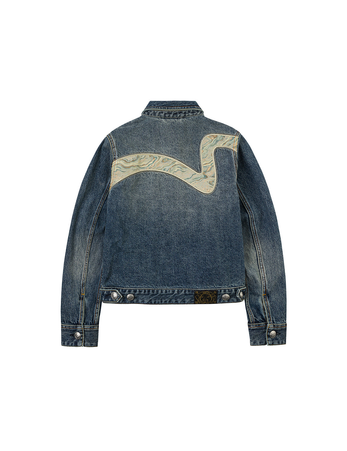 Brocade Inserted Daicock Regular Fit Denim Jacket