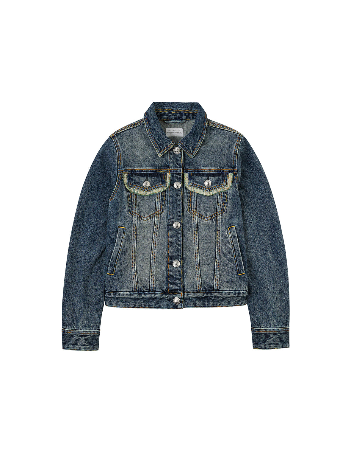 Brocade Inserted Daicock Regular Fit Denim Jacket