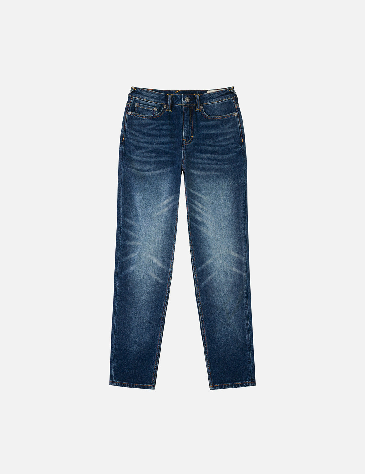 Hollow Fuzzy Cat and Seagull Embroidery Relax Fit Jeans